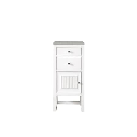 James Martin Vanities Athens 15in Base Cabinet w/ Drawers and Left Door, Glossy White w/ 3 CM Eternal Serena Top E645-B15L-GW-3ESR